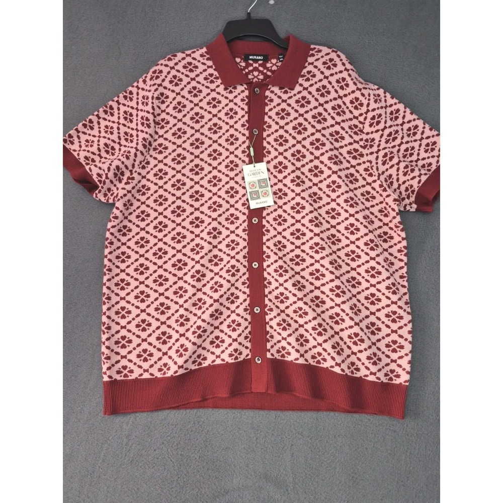 Murano From The Garden Slim Fit Heart Sweater Knit Short Sleeve Shirt XXL NEW